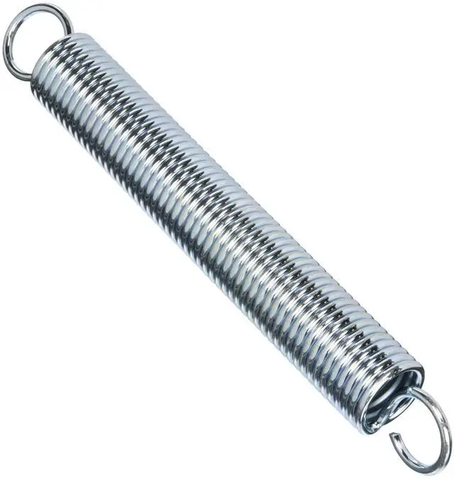 Main image of SP 9677 Extension Spring, Spring Steel Construction, Nickel-Plated Finish, 0.148 GA x 1-1/4 In. x 10 In., Single Loop Open (Single Pack)
