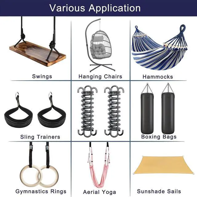 Alt view image 6 of 6 - 2Pcs Premium Porch Swing Spring with Weight Capacity of 300 Lb,Heavy-Duty,Stainless Steel Spring for Hammock Chair,Punching Bag and More