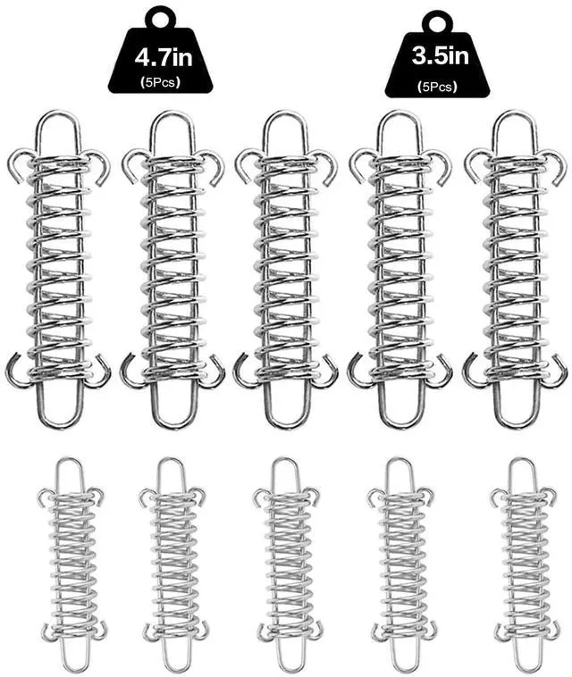 Main image of Shade Sail Springs Tension 10 Kit for Triangle Rectangle Sun Shade Sail Installation, 304 Stainless Steel Tension Springs with Hook Ends,Porch Swing Springs,Dog Chain Tension Springs,Rope Spring