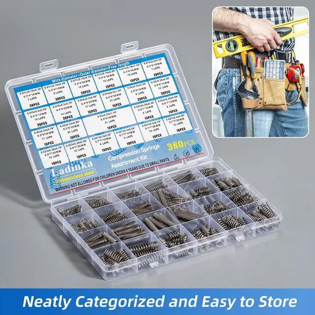 Alt view image 5 of 7 - 380PCS Stainless Steel Compression Springs Assortment Kit - Small & Tiny Springs with 23 Different Sizes, Metal Compression Springs for Pen Repair, Home DIY, Workshop & Industrial Use