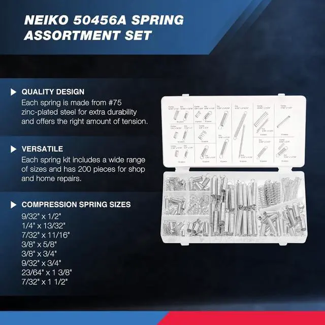 Alt view image 2 of 5 - 50456A Spring Assortment Set, 200 Piece, Extension and Compression Springs Kit, Zinc Plated Steel Mechanical Compression Springs, Assorted Size Small Springs for All Types of Home Repairs & DIY