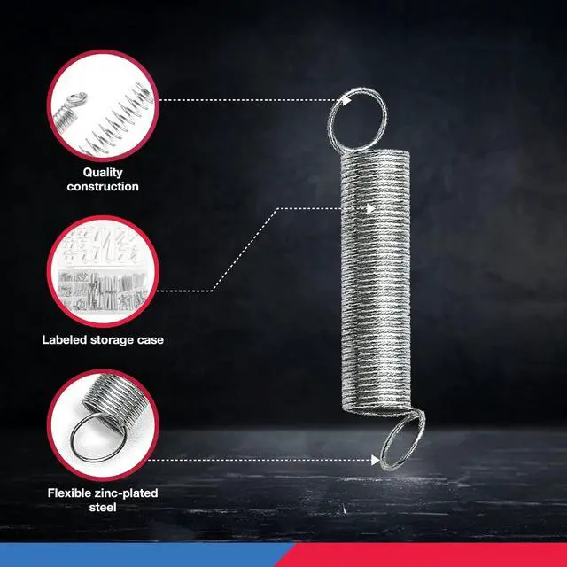 Alt view image 4 of 5 - 50456A Spring Assortment Set, 200 Piece, Extension and Compression Springs Kit, Zinc Plated Steel Mechanical Compression Springs, Assorted Size Small Springs for All Types of Home Repairs & DIY