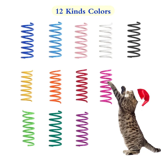 Alt view image 4 of 6 - 12PCS 12Colors Cat Spring Toys for Indoor Cats | Interactive Coil Springs for Self Play, Heavy Plastic Cat Spiral Spring, Hunting, Biting, Swatting Creative Kitten Toy.
