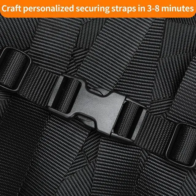 Alt view image 2 of 7 - Buckles and Straps Set 1": 6 Yards of Thick Nylon Webbing, 6-Pack Heavy Duty Adjustable Quick Side Release Plastic Buckles, 12 Tri-Glide Slide Clips, Black (1-Inch Combo Set)
