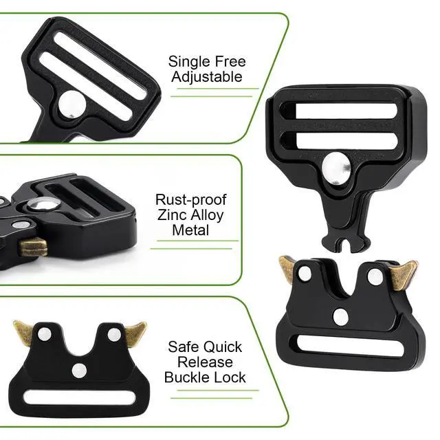 Alt view image 6 of 6 - 2 Pack Metal Duty Belt Buckles Replacement, 1 Inch Metal Buckle Clip for Dog Collar, Keychain, Hunting Belt Bags, Paracord Bracelets Buckle Hardware Black