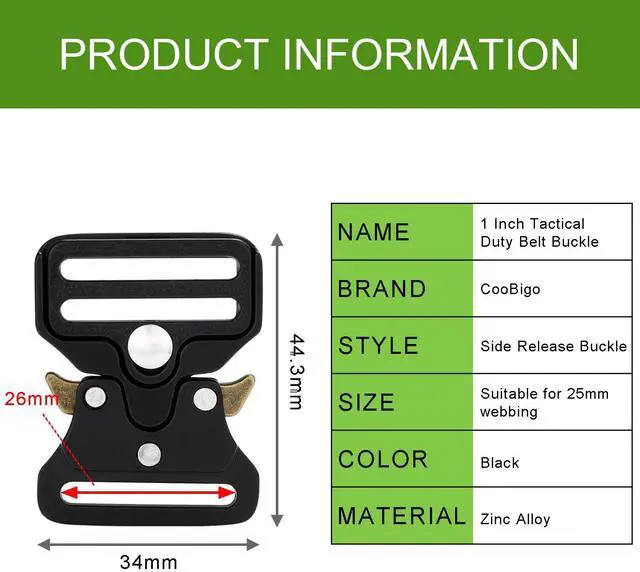 Alt view image 2 of 6 - 2 Pack Metal Duty Belt Buckles Replacement, 1 Inch Metal Buckle Clip for Dog Collar, Keychain, Hunting Belt Bags, Paracord Bracelets Buckle Hardware Black