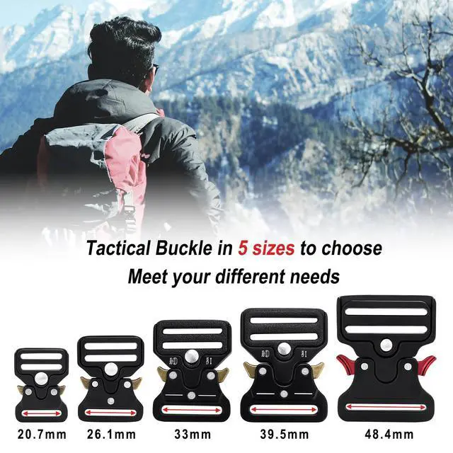Alt view image 3 of 7 - 1 Inch Tactical Buckle for Paracord Bracelets, Metal Tactical Paracord Buckle Hardware for Tactical Vest, Dog Collar, Backpack Strap Clip Replacement Accessories