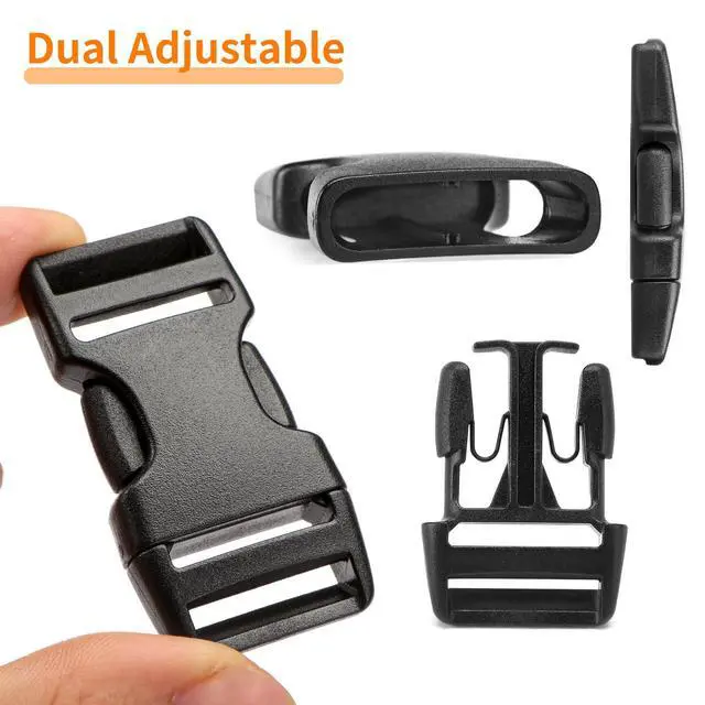 Alt view image 3 of 7 - 3/4" Buckles and Straps Set: 6 Yards of Thick Nylon Webbing, 6-Pack Quick Side Release Adjustable Plastic Buckles, 12 Tri-Glide Slide Clips(3/4 Inch Combo Set)