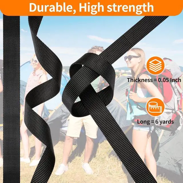 Alt view image 4 of 7 - 3/4" Buckles and Straps Set: 6 Yards of Thick Nylon Webbing, 6-Pack Quick Side Release Adjustable Plastic Buckles, 12 Tri-Glide Slide Clips(3/4 Inch Combo Set)