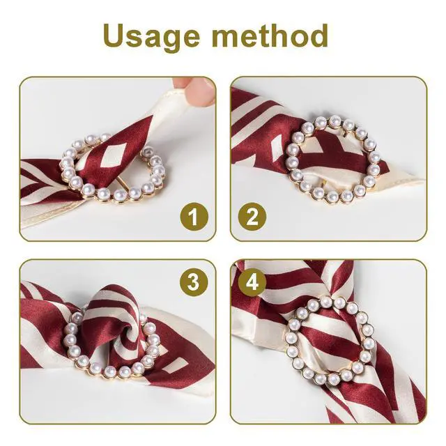 Alt view image 4 of 6 - 6PCS Cute Scarf Ring and Slides for Scarves, Premium T-Shirt Clips for Women Clothing, 3 Different Sized Waist Cinch Clip Buckle For Womens Clothing Accessories, Gold/Silver