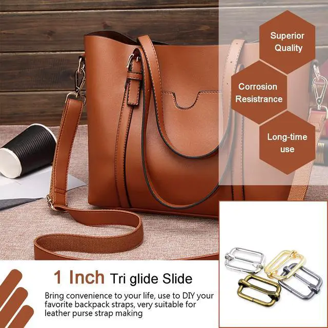 Alt view image 3 of 7 - 25 Pack 1 Inch Metal Adjustable Slide Buckles Tri-Glide Rectangle Adjuster Suspender Strap Slider for Purse Bag Hardware Making Supplies Backpack replacement Keeper(Mixed)