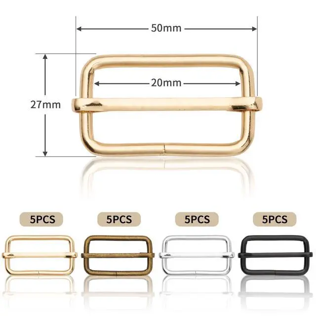 Alt view image 2 of 5 - 20 Pack 1-1/2 Inch Metal Buckles Adjustable Slide for Purse Bag Hardware Making Supplies Backpack replacement Keeper Belt Bulk Bags DIY Accessories Hardware Pin Strap Buckle,1-1/2" Mixed 20pack