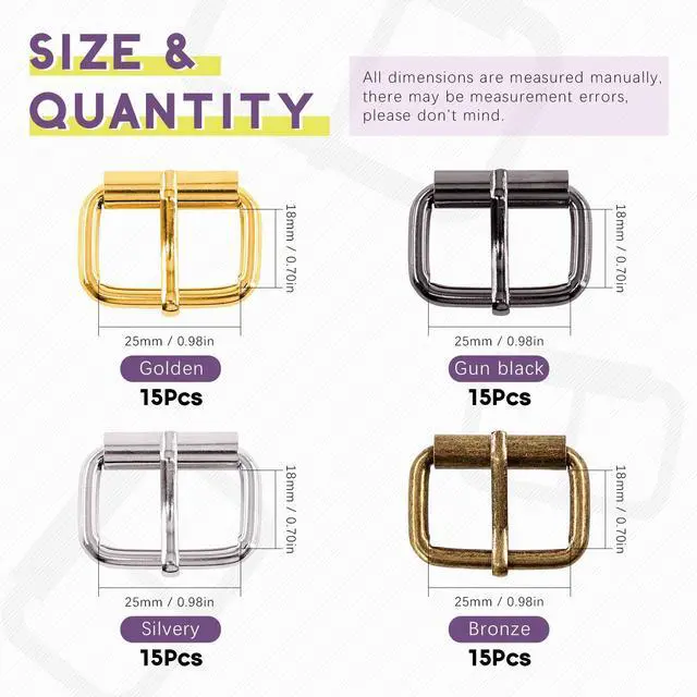 Alt view image 2 of 6 - S1175 60Pcs Heavy Duty 1 Inch / 25mm Bronze Multi-Purpose Metal Roller Buckles Metal Rings for Belts Hardware Bags Ring Hand DIY Accessories Keychains Belts and Dog Leash