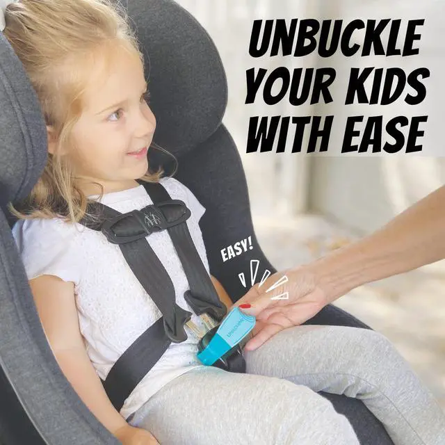 Alt view image 2 of 7 - Car Seat Buckle Release Tool - Easy Opener Aid for Arthritis, Long Nails, Older Kids - Button Pusher for Infant, Toddler, Convertible 5 pt Harness car Seats - As Seen on Shark Tank (Aqua)