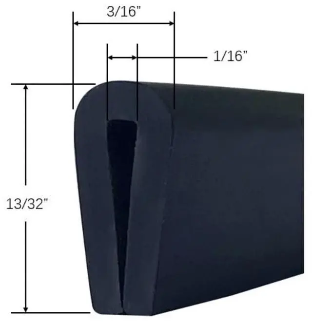 Alt view image 3 of 7 - Rubber Edge Trim, 1/16" U Channel Edge Trim, Edge Protector, Length 10Ft, U Shaped Gasket, EPDM Material, Black Color, Edge Protector for Sheet Metal1