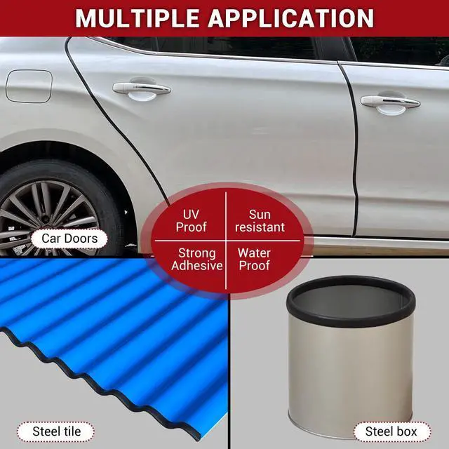 Alt view image 6 of 7 - Rubber Edge Trim, 1/16", Fit for 0-5/64" Wide Edge, Black Color, 10Ft | Self Adhesive Flexible U Channel Edge Protecter for Sheet Metal, Car Doors, U Shaped Sharp Edge Guards