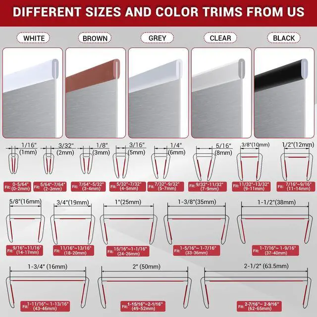 Alt view image 7 of 7 - Rubber Edge Trim, 1/16", Fit for 0-5/64" Wide Edge, Black Color, 10Ft | Self Adhesive Flexible U Channel Edge Protecter for Sheet Metal, Car Doors, U Shaped Sharp Edge Guards