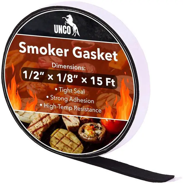 Main image of Grill Gasket, 1/2"x1/8", 15 ft, Smoker Gasket Sealer | High Temp, Easy to Cut, Strong Adhesion, Suitable for Most BBQ Grills and Smokers