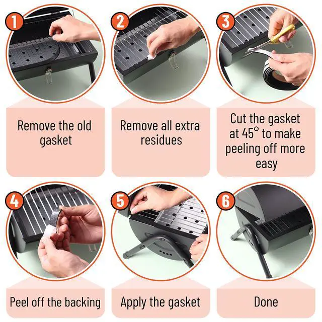 Alt view image 5 of 7 - Grill Gasket, 1/2"x1/8", 15 ft, Smoker Gasket Sealer | High Temp, Easy to Cut, Strong Adhesion, Suitable for Most BBQ Grills and Smokers