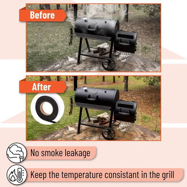 Alt view image 4 of 7 - Grill Gasket, 1/2"x1/8", 15 ft, Smoker Gasket Sealer | High Temp, Easy to Cut, Strong Adhesion, Suitable for Most BBQ Grills and Smokers