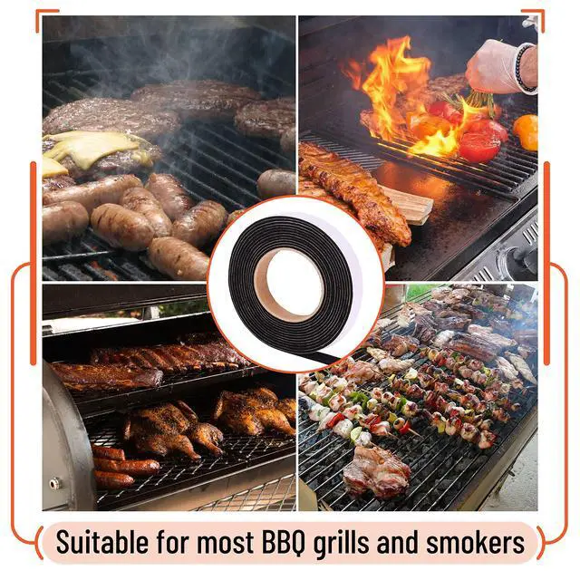Alt view image 6 of 7 - Grill Gasket, 1/2"x1/8", 15 ft, Smoker Gasket Sealer | High Temp, Easy to Cut, Strong Adhesion, Suitable for Most BBQ Grills and Smokers