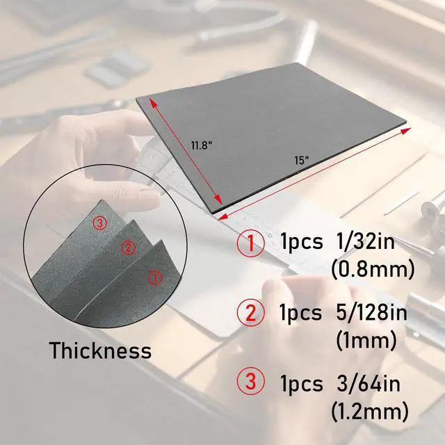 Alt view image 2 of 6 - Non-Asbestos Gasket Making Material, 3PCS Paper Sheet | Oil-Resistant & High Temp For Resealing small engines, lawn mowers, generators, 15"x11.8", 0.8mm, 1mm, 1.2mm