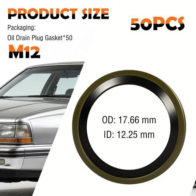 Alt view image 2 of 7 - 50PCS Rubber & Metal M12 Oil Drain Plug Gasket,OEM 5741252 Oil Plug Crush Washer Compatible with Buick Pontiac Chevrolet GMC,Professional Car Oils Drain Plugs Washer (M12)