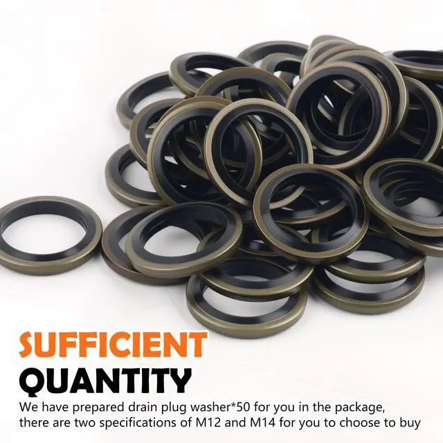 Alt view image 6 of 7 - 50PCS Rubber & Metal M12 Oil Drain Plug Gasket,OEM 5741252 Oil Plug Crush Washer Compatible with Buick Pontiac Chevrolet GMC,Professional Car Oils Drain Plugs Washer (M12)