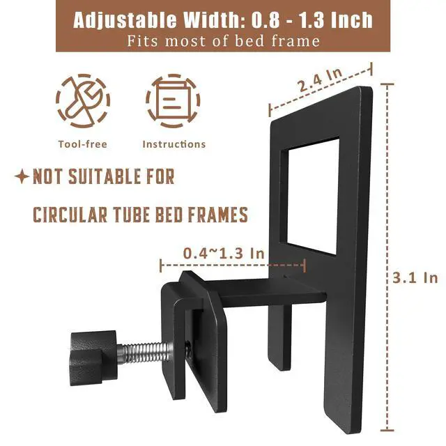 Alt view image 2 of 7 - Adjustable Non Slip Mattress Gaskets for Metal Bed Frame, 6 Pcs Mattress Holder in Place Gripper, Anti-Slip Baffle Retainer Bar, Keep Mattress from Sliding, Black