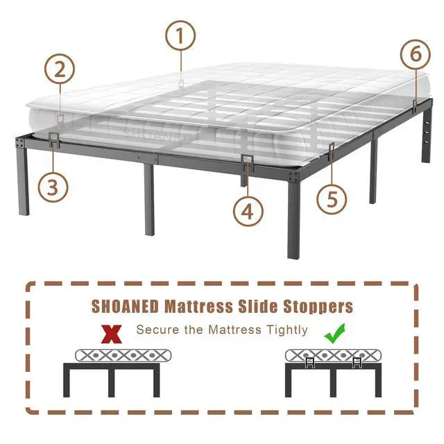 Alt view image 5 of 7 - Adjustable Non Slip Mattress Gaskets for Metal Bed Frame, 6 Pcs Mattress Holder in Place Gripper, Anti-Slip Baffle Retainer Bar, Keep Mattress from Sliding, Black