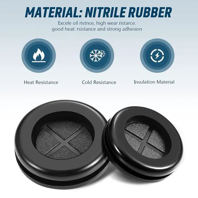 Alt view image 3 of 6 - 52 Pcs Rubber Grommet Kit, 7 Sizes Firewall Gasket Kit Hole Plug | Double Sided, Silicone, Waterproof, Assorted Sizes, for Automotive Firewall, Cable Protection & Drain Hole