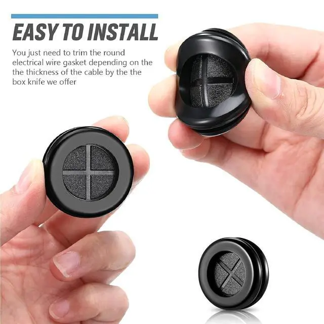 Alt view image 5 of 6 - 52 Pcs Rubber Grommet Kit, 7 Sizes Firewall Gasket Kit Hole Plug | Double Sided, Silicone, Waterproof, Assorted Sizes, for Automotive Firewall, Cable Protection & Drain Hole
