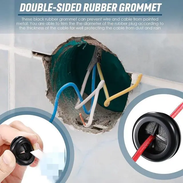 Alt view image 6 of 6 - 52 Pcs Rubber Grommet Kit, 7 Sizes Firewall Gasket Kit Hole Plug | Double Sided, Silicone, Waterproof, Assorted Sizes, for Automotive Firewall, Cable Protection & Drain Hole