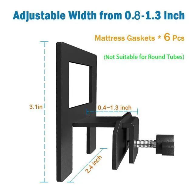 Alt view image 2 of 7 - Non Slip Mattress Gaskets for Metal Bed Frame,6 PCS Holder in Place Gripper,Keep Mattress from Sliding, Adjustable Anti-Slip Baffle, Black