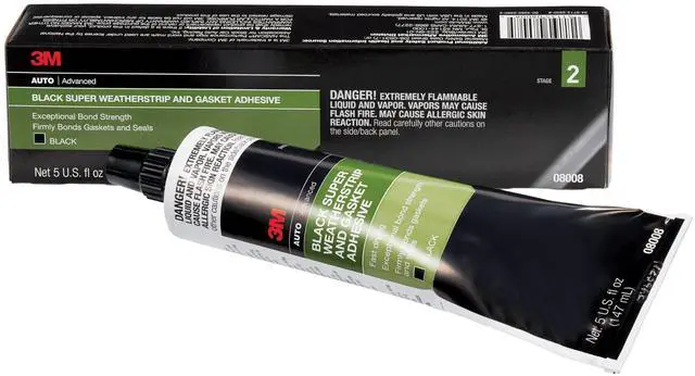 Main image of Black Super Weatherstrip and Gasket Adhesive, 08008, 5 fl oz, 1 Per Pack