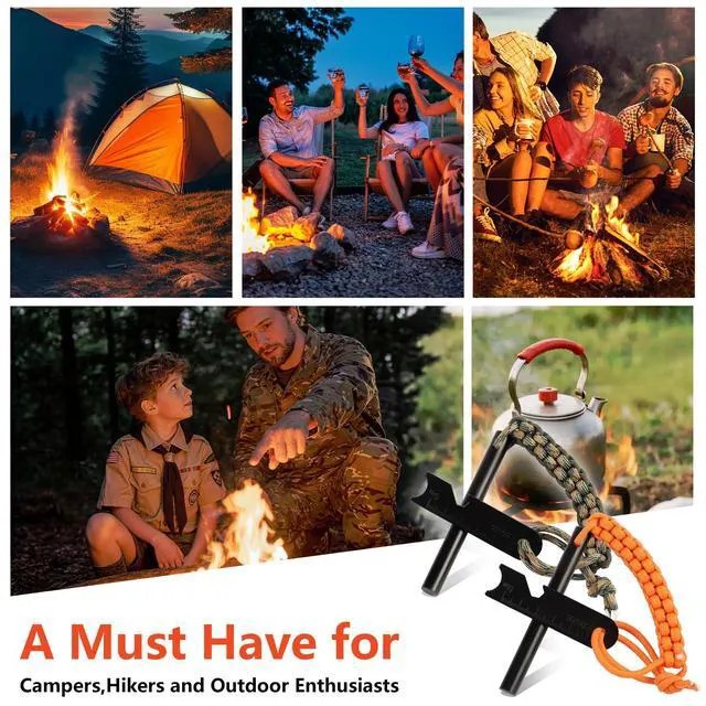 Alt view image 5 of 7 - Flint Ferro Rod, Survival Fire Starter and Striker Kit, 4/5 Inch | 20,000+ Strikes, Large Hot Sparks, Ferrocerium Rod with Paracord Landyard for Hiking and Camping