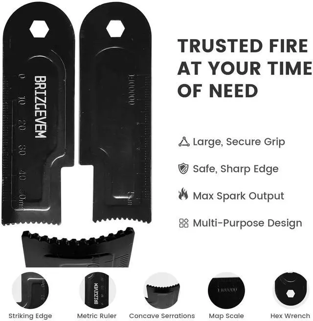 Alt view image 4 of 7 - Ferro Rod Fire Starter with Waxed Tinder Cord and Larger Striker | 6" and 4", 15,000+ Strikes, More sparks, Easier strikes, Waterproof flint fire steel, Reflective 550 paracord wrist lanyard
