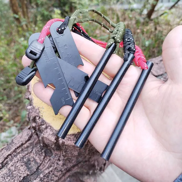 Alt view image 5 of 7 - Magnesium Ferro Rod Fire Starter, 3 Pcs/Set, 4-Inch with Paracord Handle and Multi-Function Striker Scraper, Hand Tools for use with Burning Campfires, Waterproof Flint fire Starter