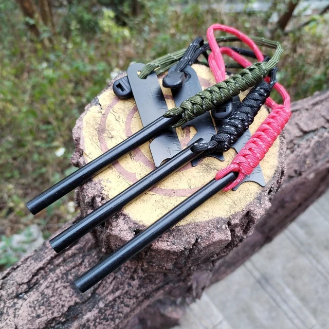 Alt view image 7 of 7 - Magnesium Ferro Rod Fire Starter, 3 Pcs/Set, 4-Inch with Paracord Handle and Multi-Function Striker Scraper, Hand Tools for use with Burning Campfires, Waterproof Flint fire Starter