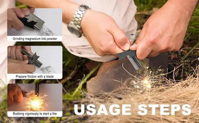 Alt view image 5 of 5 - Magnesium Fire Starter Waterproof Fire Steel,4 Pack | Survival fire Striker Kit for Camping, Hiking, Hunting, Backpacking,Outdoor