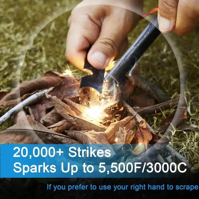 Alt view image 2 of 7 - Ferro Rods 1/2 inch x 6 inch, Premium Ferro Rod Fire Starter Survival Tool, Flint and Steel Fire Starter Kit, 20,000+ Strikes, Large and Thick Ferro Rod with Paracord & Multi-Tool Striker.