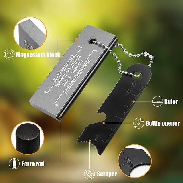 Alt view image 4 of 5 - Magnesium Fire Starter Waterproof Fire Steel,4 Pack | Survival fire Striker Kit for Camping, Hiking, Hunting, Backpacking,Outdoor