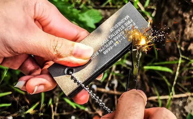 Alt view image 3 of 5 - Magnesium Fire Starter Waterproof Fire Steel,4 Pack | Survival fire Striker Kit for Camping, Hiking, Hunting, Backpacking,Outdoor