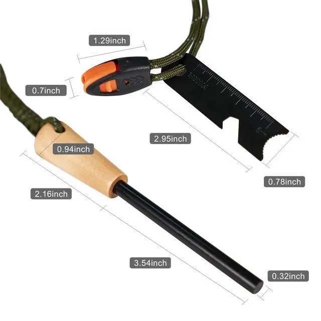 Alt view image 3 of 6 - Fire Starter Survival Tool, 5/16" Ferro Rod with Paracord Lanyard, Multi-Tool Striker and Wooden Handle, Flint and Steel Fire Starter Kit for Your Hiking, Backpacking and Camping Essentials