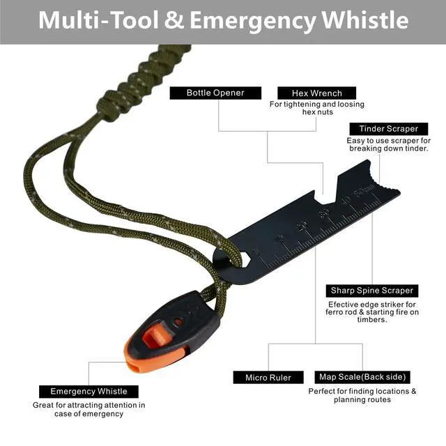 Alt view image 4 of 6 - Fire Starter Survival Tool, 5/16" Ferro Rod with Paracord Lanyard, Multi-Tool Striker and Wooden Handle, Flint and Steel Fire Starter Kit for Your Hiking, Backpacking and Camping Essentials