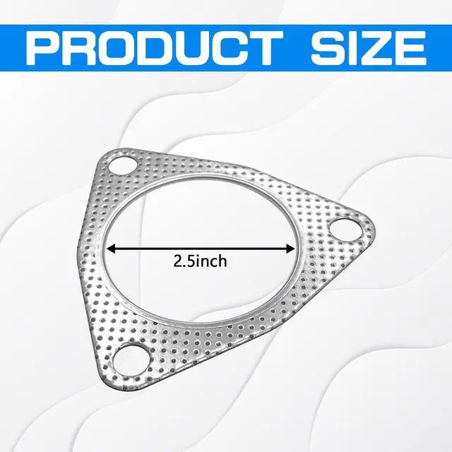 Alt view image 2 of 6 - 2PCS Exhaust Gasket, 3 Bolt Metal Three-hole Exhaust Flange Gasket, Multifunctional Manifold/Header/Muffler/Catalytic Converter Gasket,Exhaust Seal Gasket for Most Cars,Trucks,SUVs(2.5In)