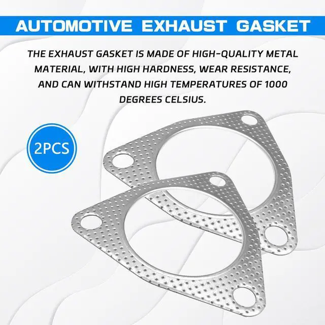 Alt view image 3 of 6 - 2PCS Exhaust Gasket, 3 Bolt Metal Three-hole Exhaust Flange Gasket, Multifunctional Manifold/Header/Muffler/Catalytic Converter Gasket,Exhaust Seal Gasket for Most Cars,Trucks,SUVs(2.5In)