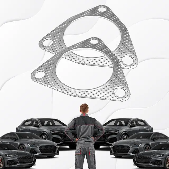 Alt view image 6 of 6 - 2PCS Exhaust Gasket, 3 Bolt Metal Three-hole Exhaust Flange Gasket, Multifunctional Manifold/Header/Muffler/Catalytic Converter Gasket,Exhaust Seal Gasket for Most Cars,Trucks,SUVs(2.5In)