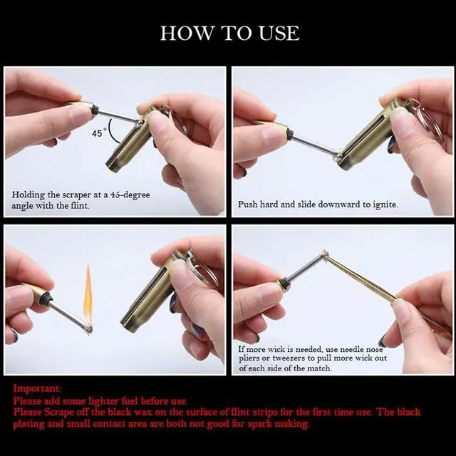 Alt view image 6 of 7 - Matchstick Fire Starter, Fire Starter Flint Match Lighter Keychain Outdoor Camping Emergency Survival Gear, Best Gift for Outdoor Sports Enthusiasts