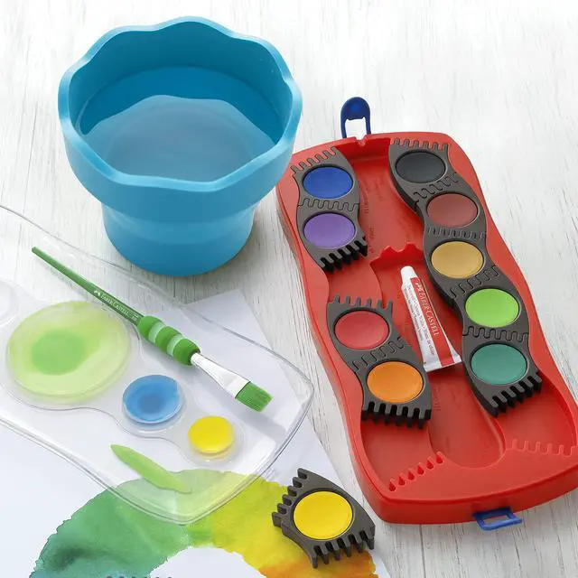 Alt view image 4 of 7 - Clic & Go Portable Paint Water Cup with Brush Holder, Turquoise - Collapsible Paint Brush Cleaner Rinse Cup, Travel Friendly Painting Accessories